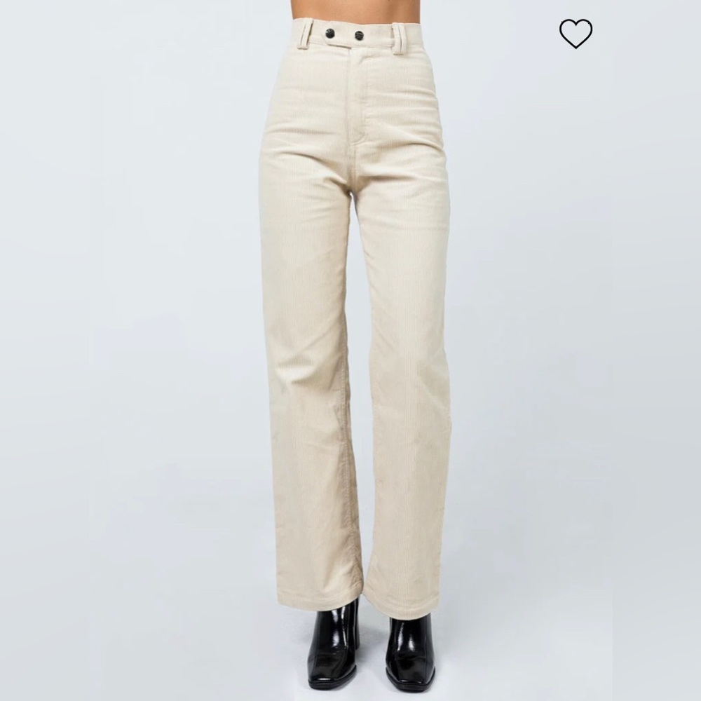 Princess Polly High Waisted Corduroy Pants Beige
